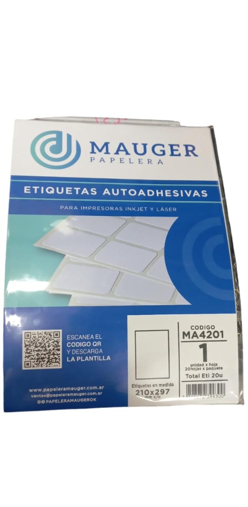 ETIQUETAS P/LASER A4 x20hj.MAUGER.